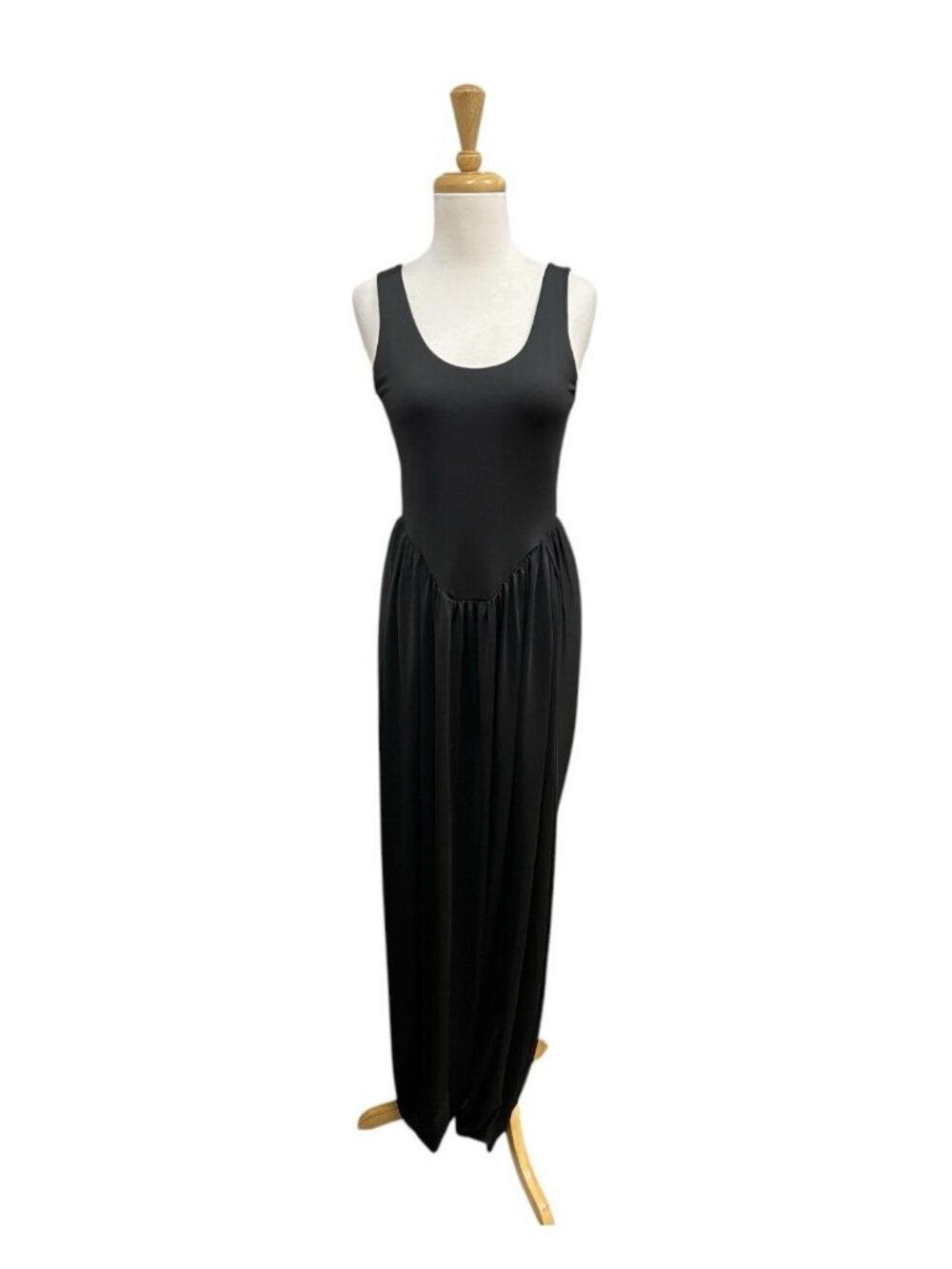 Sierra Darien Draped Maxi Dress With Sculptural Skirt And Side Slit Black Size M